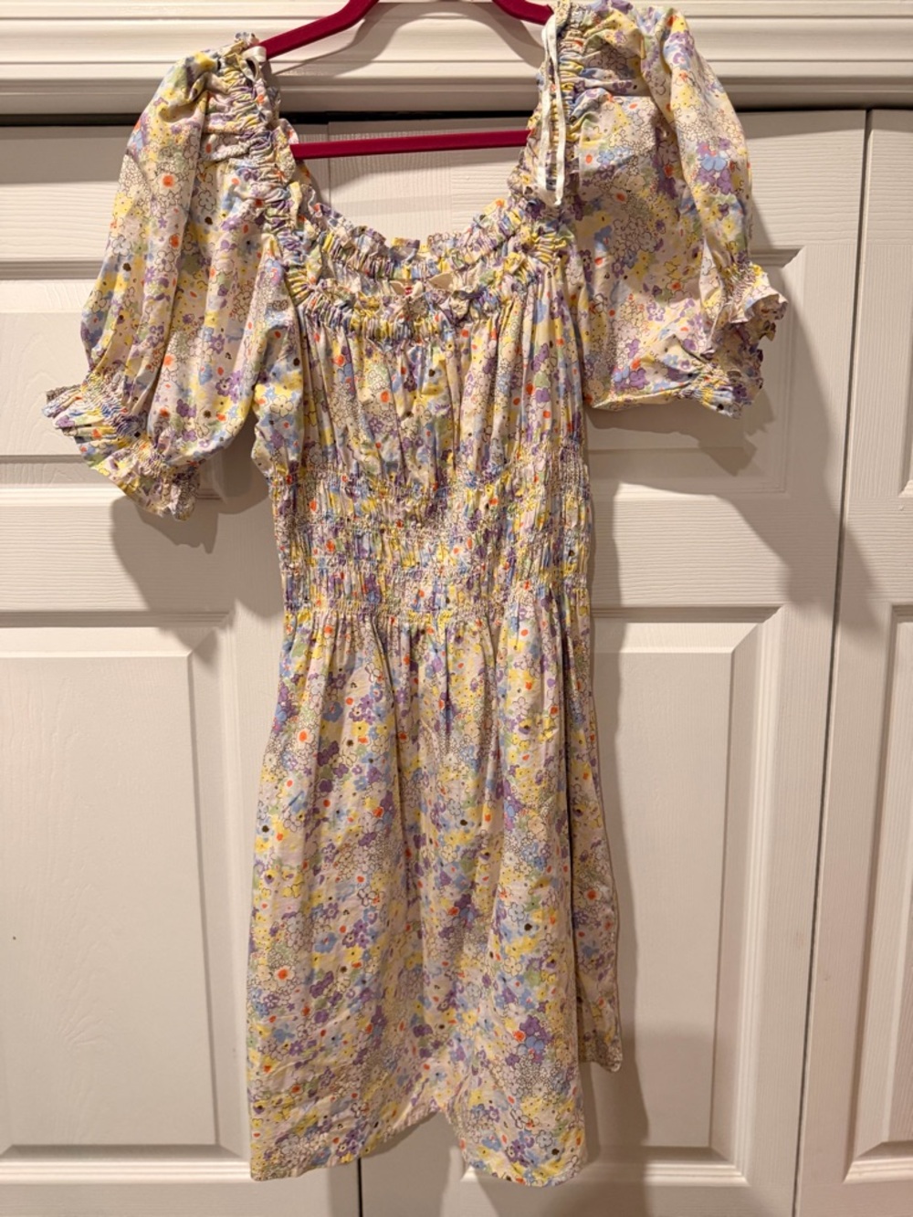 Levi's Yellow Floral Smocked Mini Dress